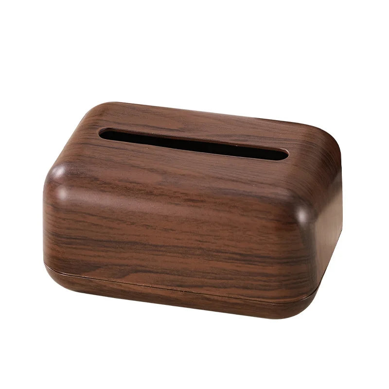 Vintage Faux Wood Plastic Tissue Box Cover - Desktop Napkin Dispenser for Home & Restaurant