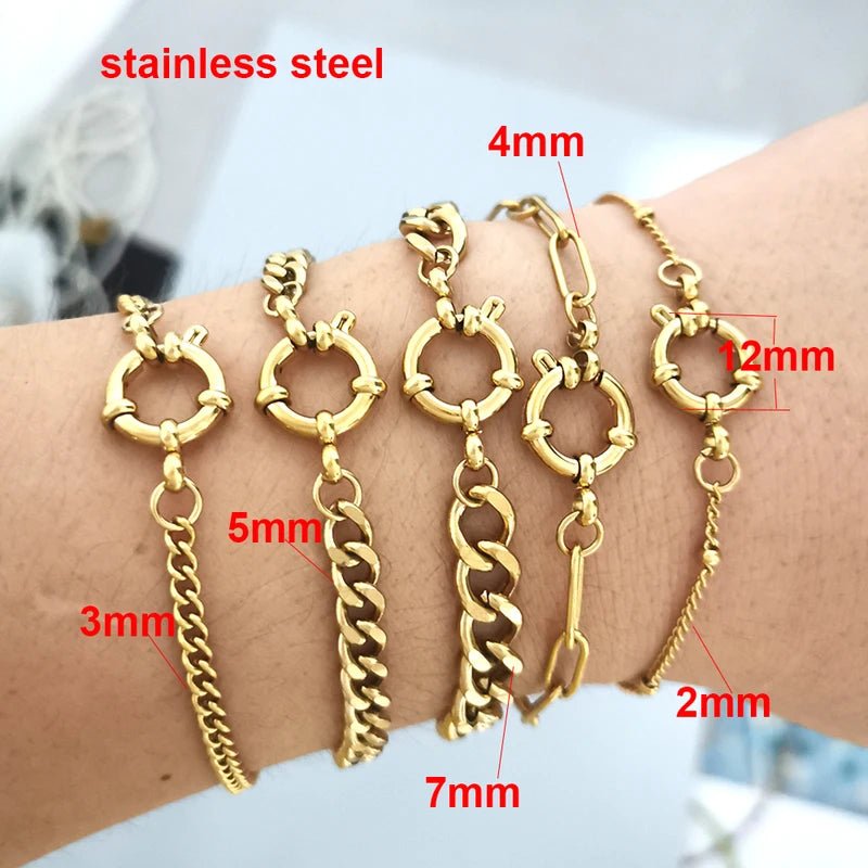 Anchor Clasp Bracelet Women Men Stainless Steel Rope Chain Jewelry Gold Silver
