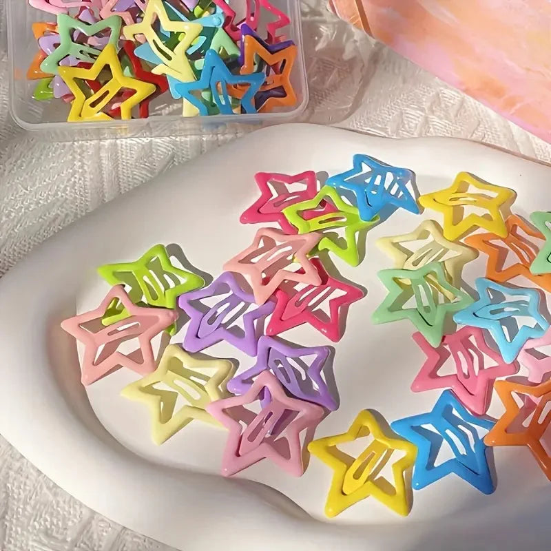 Star-Shaped Alloy Hair Clips Set - Lightweight Retro Hair Accessories for Daily Styling