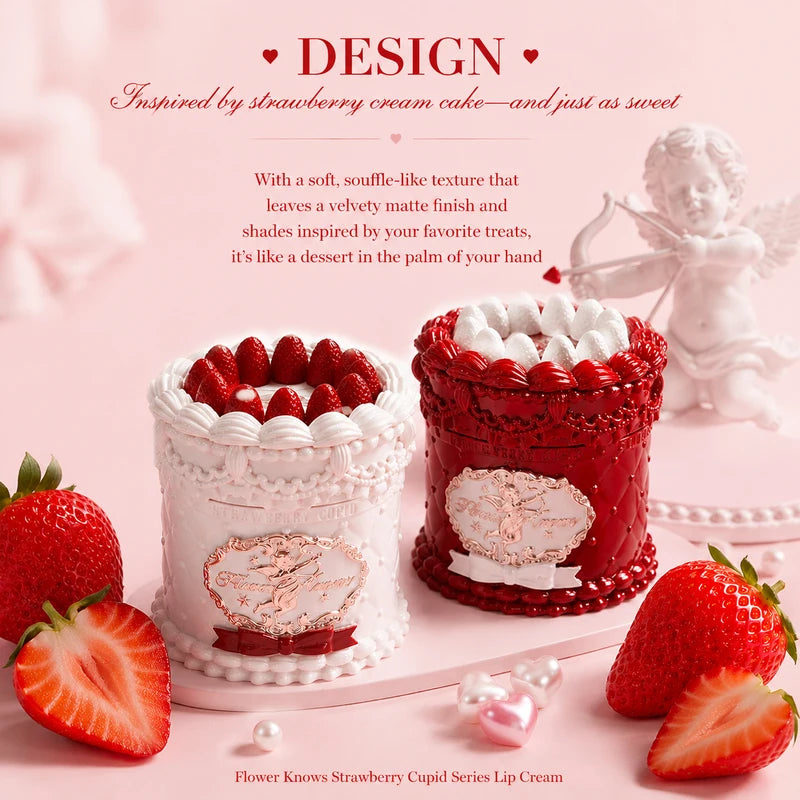 Flower Knows Strawberry Cupid Lip Cream - Matte Velvet Lip Tint, Long Lasting Moisturizer