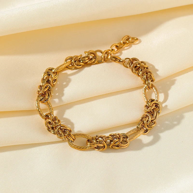Trendy 316L Stainless Steel Twisted Bracelet Bangles for Women - Gold Plated Waterproof Jewelry Gift
