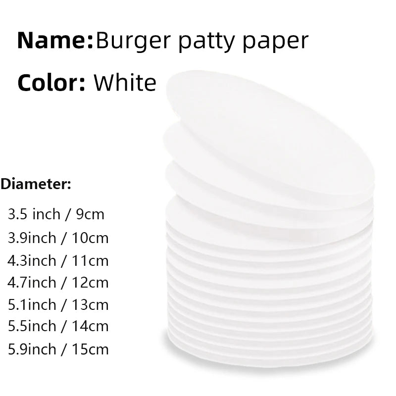 100pcs Hamburger Patty Wax Paper Sheets for Baking & Burger Press - Oil & Food Wrap