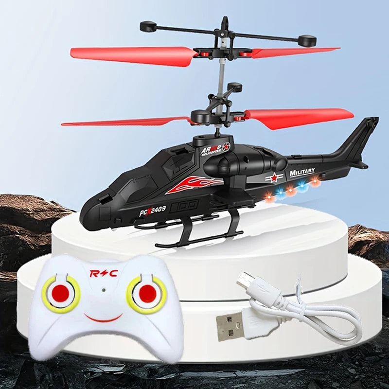 2-Way Remote Control Airplane Helicopter with LED Lights & USB Charging - Toy Drone