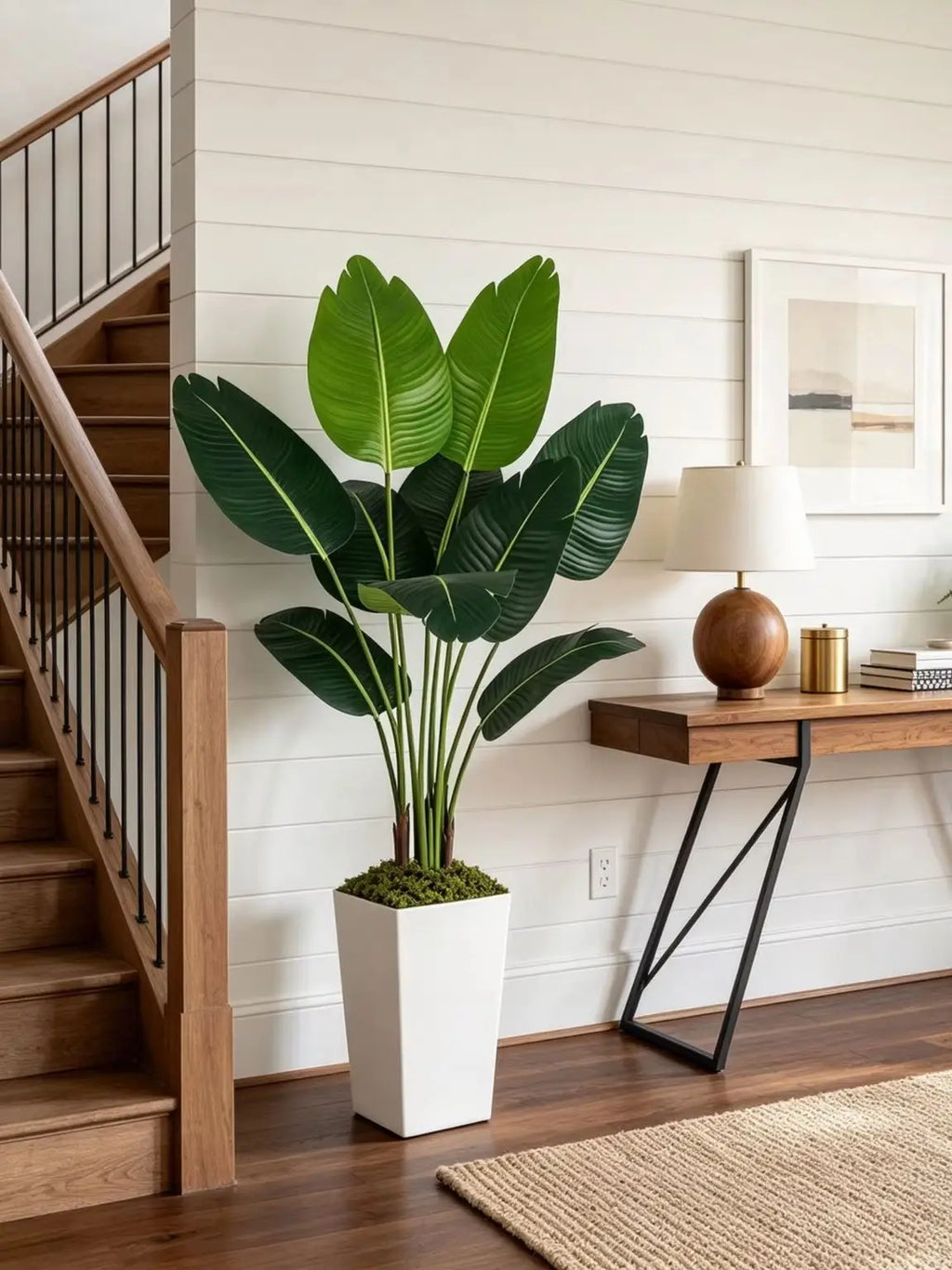 125cm Bird of Paradise Artificial Plant - Faux Tropical Tree with White Planter