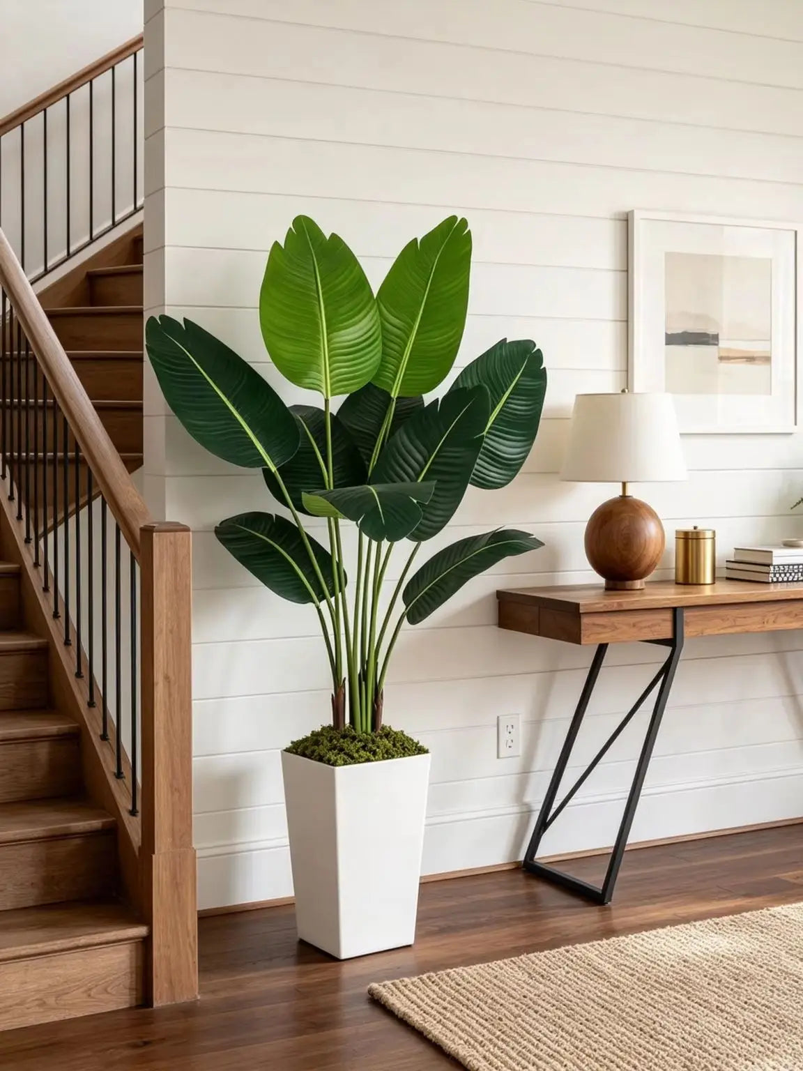 125cm Bird of Paradise Artificial Plant - Faux Tropical Tree with White Planter