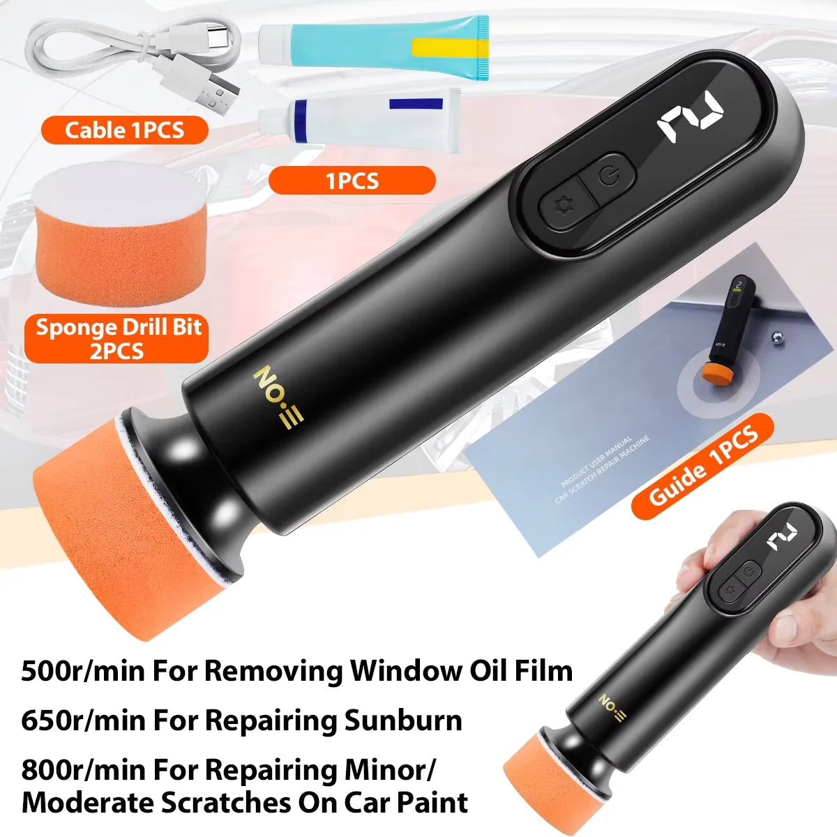 Wireless Car Polisher & Waxer 3-in-1 Scratch Repair & Oil Film Removal