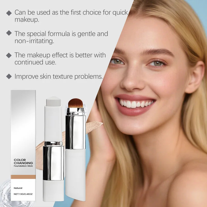 2-in-1 Color-Changing Foundation Stick Moisturizing Skin Brightening Makeup