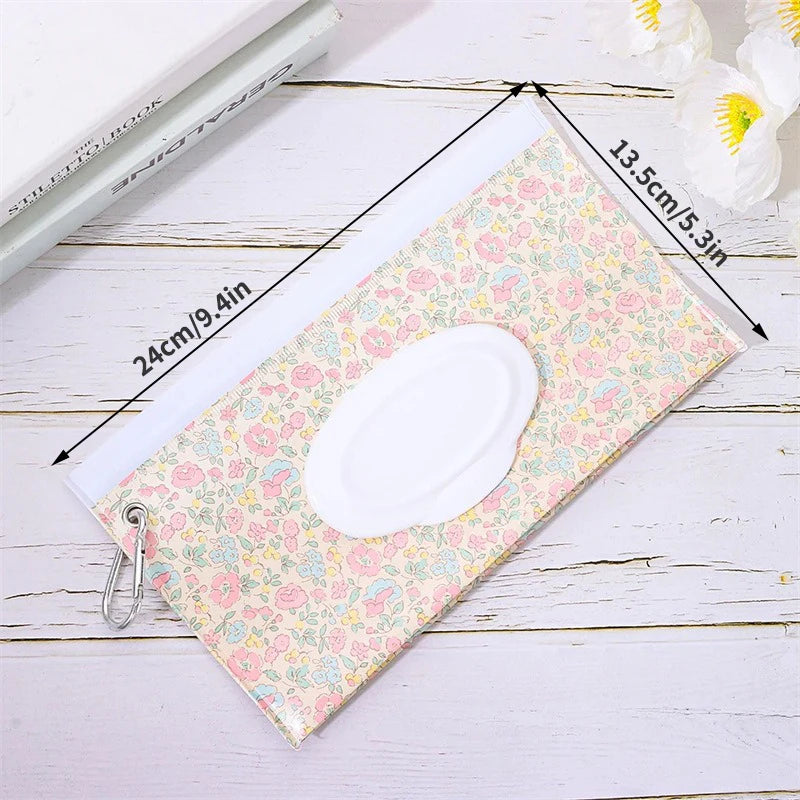 Portable Waterproof Baby Wipe Pouch with Flip Cover & Strap Reusable Case