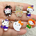 10pcs Creative Cute Cat Enamel Charms for DIY Jewelry Making Halloween Pendants