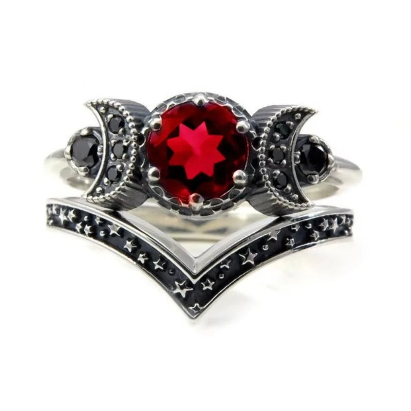 Star Moon Shape Women's Stackable Ring Set - Delicate Islamic Jewelry