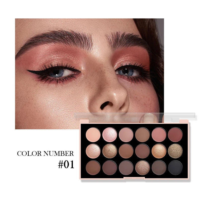 18-Color Earth Tone Eyeshadow Palette - Matte & Shimmer Versatile Makeup