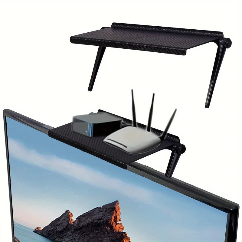 Adjustable TV Screen Top Storage Shelf Monitor Organizer Desktop Rack