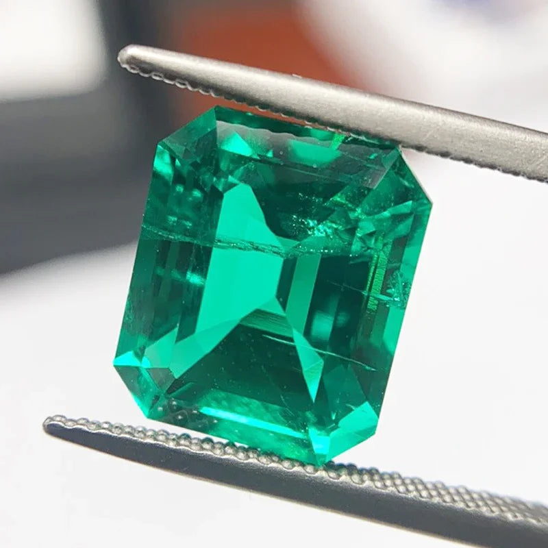Lab Grown Emerald Charms for Jewelry Making 10x12mm Emerald Cut Gemstones