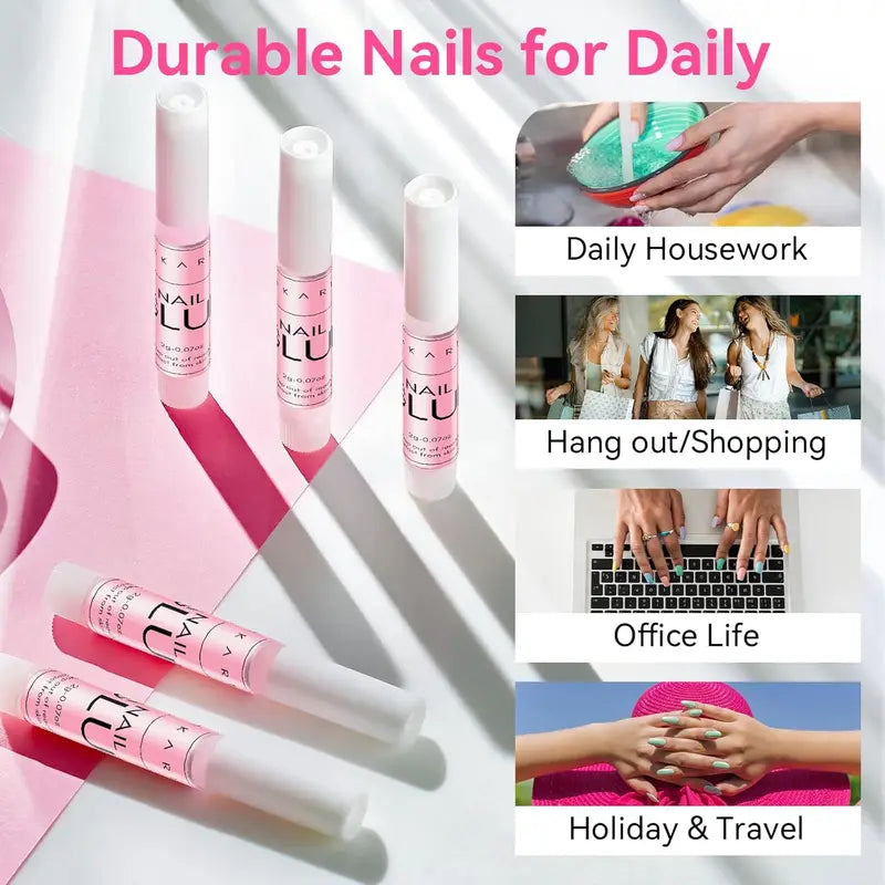 Strong Nail Glue for Press-On & Acrylic Nails - Long-Lasting Adhesive Gel