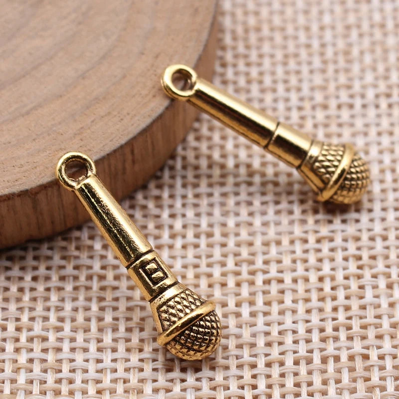 Microphone Charms Pendant Jewelry Supplies 10pcs Handmade for DIY Earrings & Bracelets