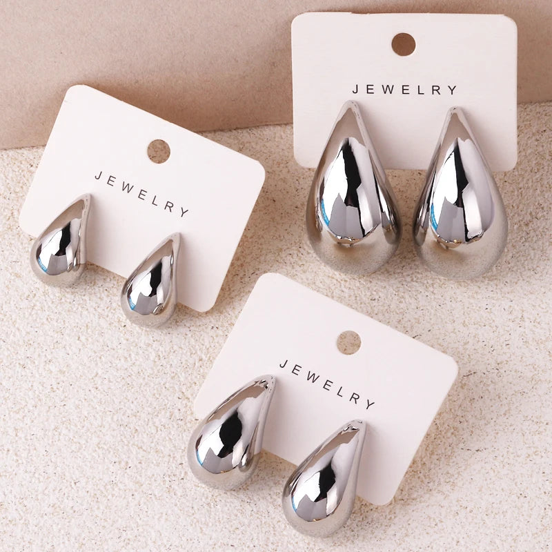 Oversized Drop Hoop Earrings for Women Girls - Chunky Lightweight Hypoallergenic Gold Plated Big Earrings