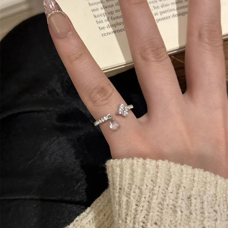 925 Sterling Silver Water Drop Shape Women's Ring Charm - Simple Elegant Jewelry Gift
