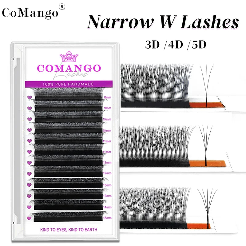 False Eyelash Extensions - Natural Soft Volume Fans with 3D/4D/5D W-Shaped Lashes