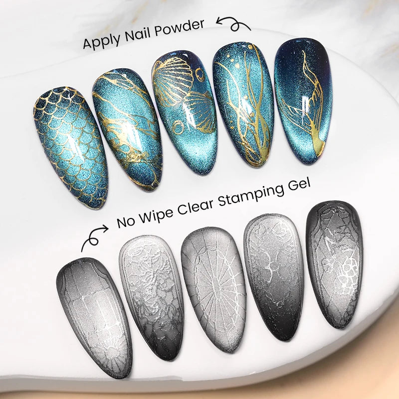 Clear Nail Stamping Top Coat - No Wipe Quick-Dry Gel for Nail Art