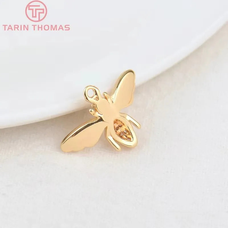 12x16mm Gold Color Brass Bee Charm Pendant for Jewelry Making