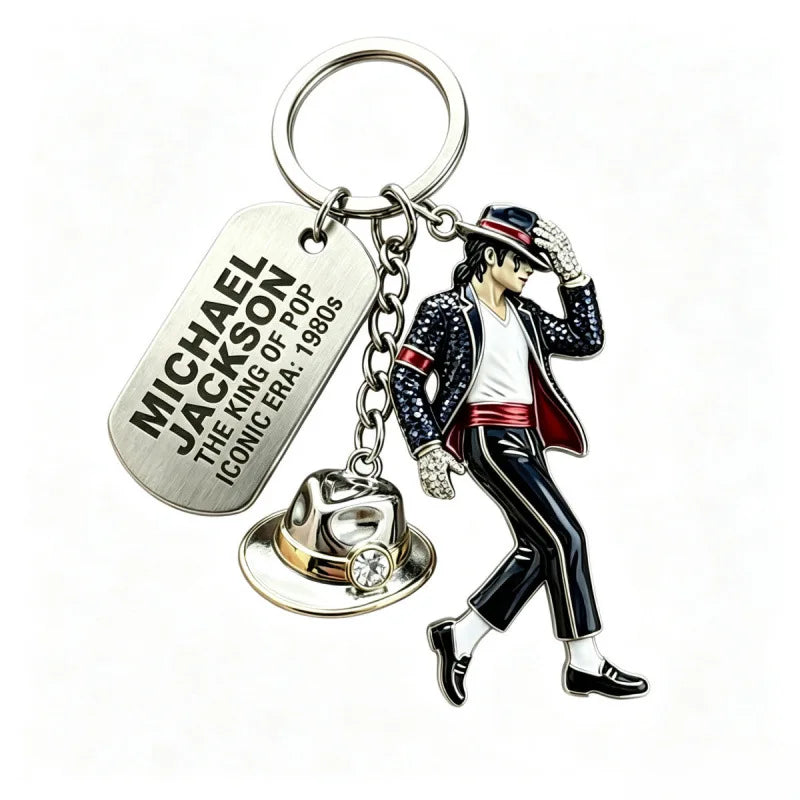 Michael Jackson Elvis Presley Dance King Keychain - Fashionable Singer Pendant