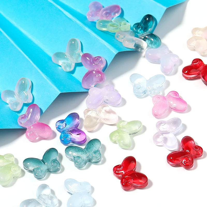 50pcs Butterfly Glass Beads for Jewelry Making - Lampwork Czech Loose Beads