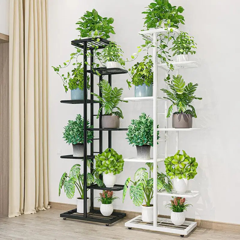 8-Tier Metal Plant Stand with 9 Pot Capacity - Multi-Use Flower Rack & Corner Display