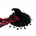 Velvet Lace Witch Hat with Moon Pendant - Halloween Costume Party Accessory