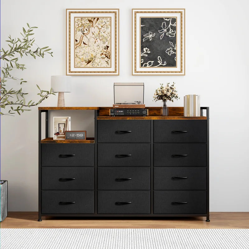 11-Drawer Storage Dresser with Metal Frame and Wood Top - Multi-Functional Bedroom Organizer