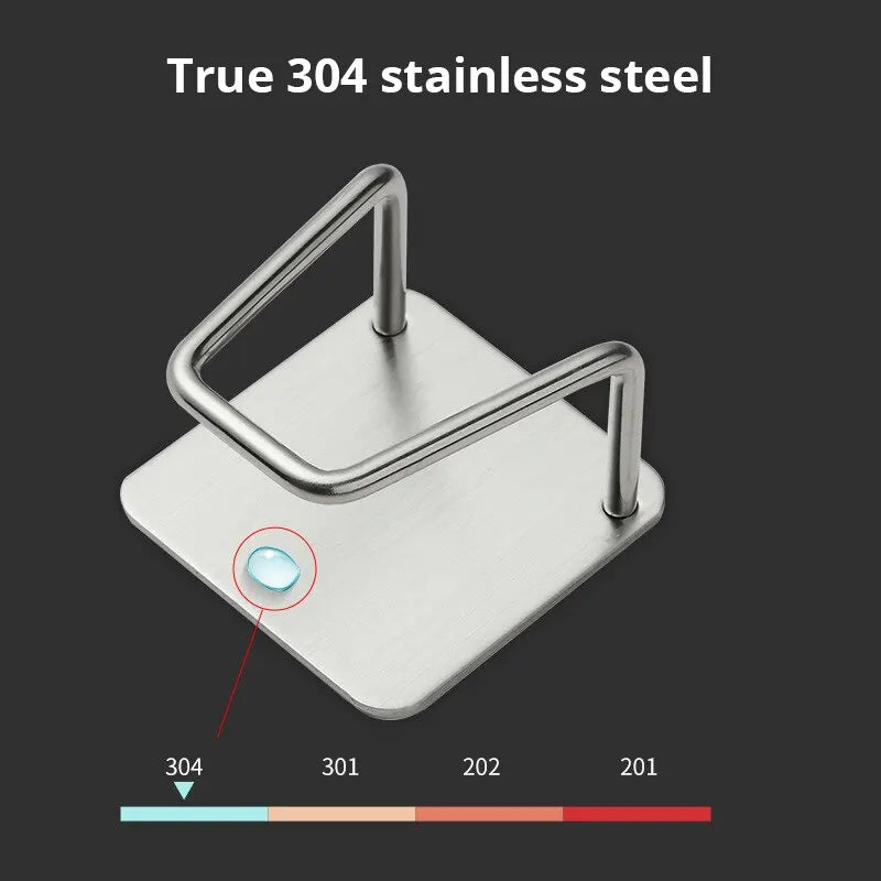 Stainless Steel Sink Sponge Rack Wall Mount Kitchen Organizer Draining Holder