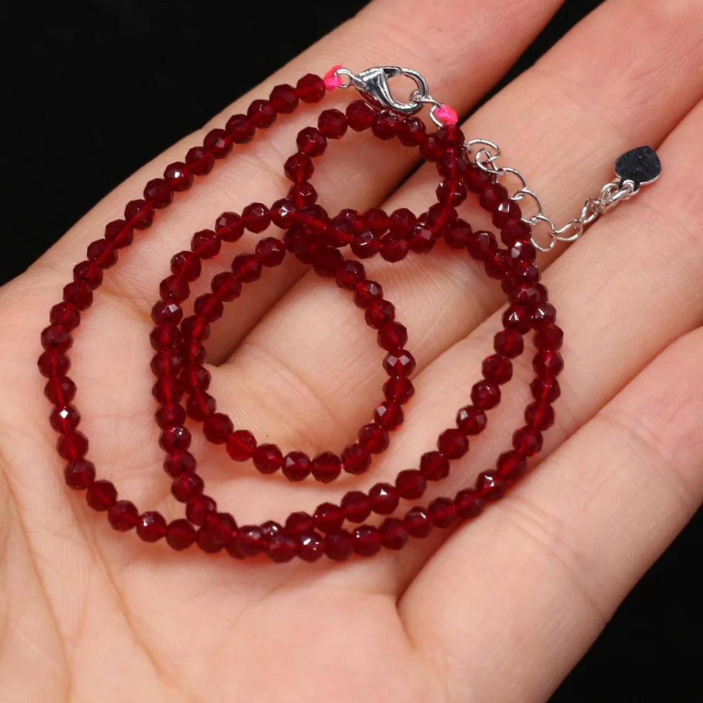 Natural Spinel Stone Beads Necklace for Women 3mm Irregular Section Jewelry Gift
