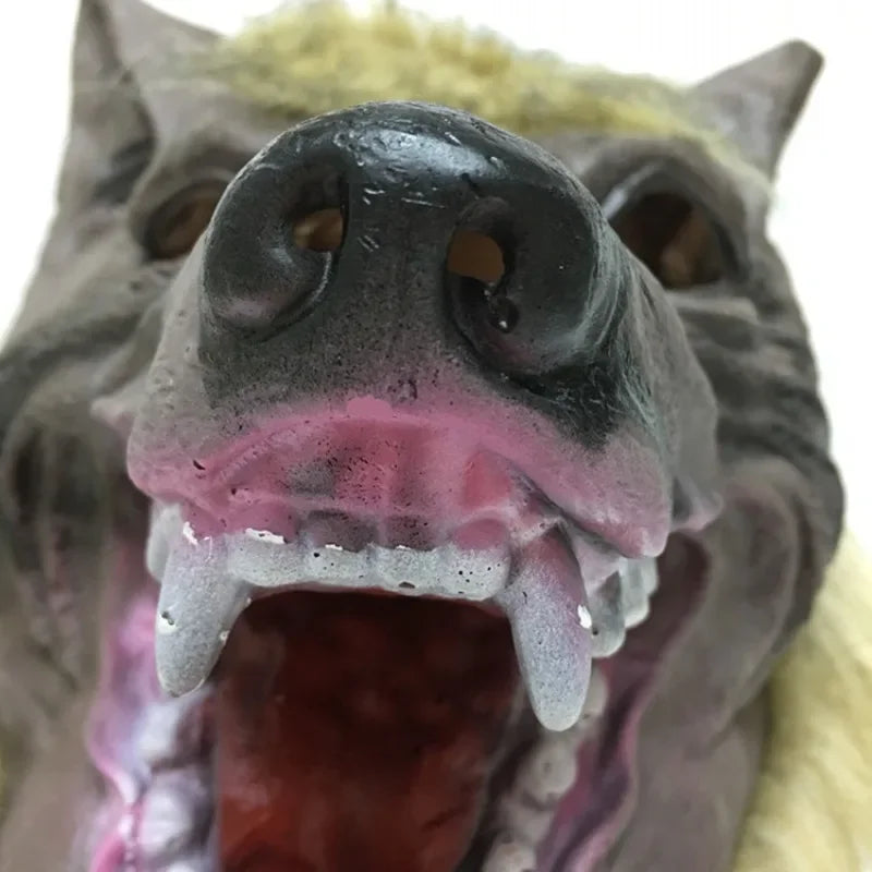 Werewolf Costume Mask and Gloves Set for Halloween Cosplay - Latex Rubber Wolf Head Hair Mask