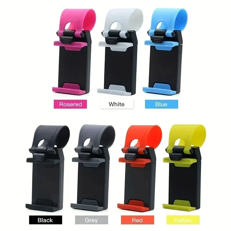 Universal Car Phone Holder for Steering Wheel - Adjustable Mount for Mobile Devices