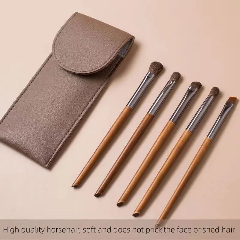 Horse Hair Eyeshadow Makeup Brushes Set with Bag - Blending & Eyebrow Tools