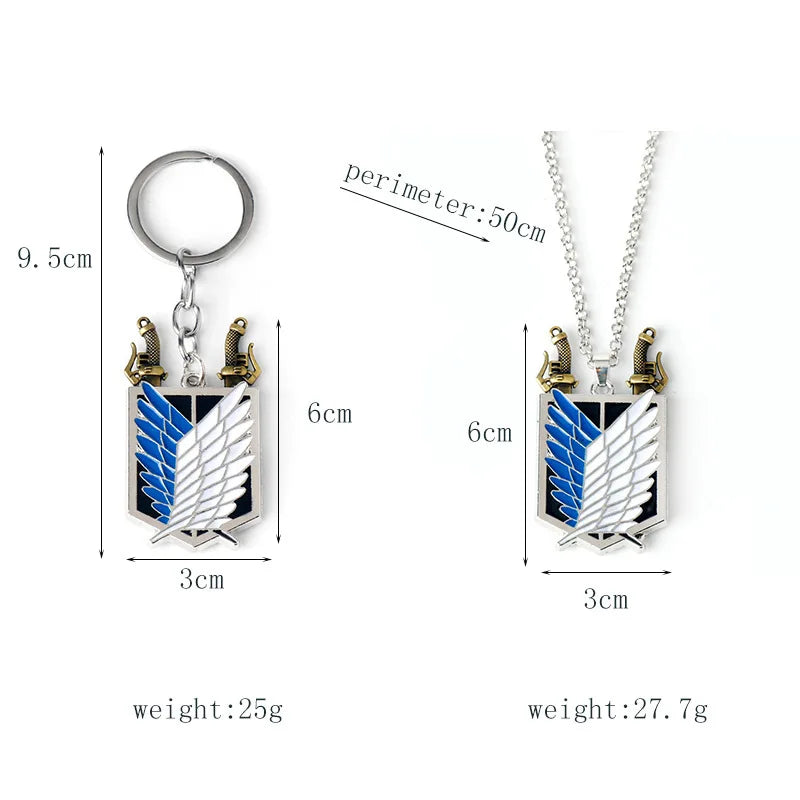 Anime Attack on Titan Logo Keychain Cartoon Car Bag Pendant Accessories