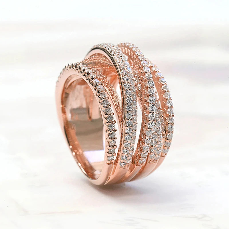 Multi Cross Rings for Women - Trendy Wedding Band Accessories with Cubic Zirconia