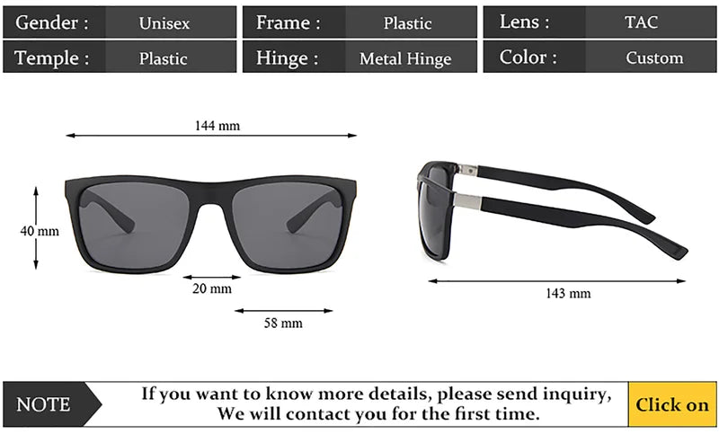 Square Polarized Sports Sunglasses for Men Women UV400 Outdoor Cycling Fishing