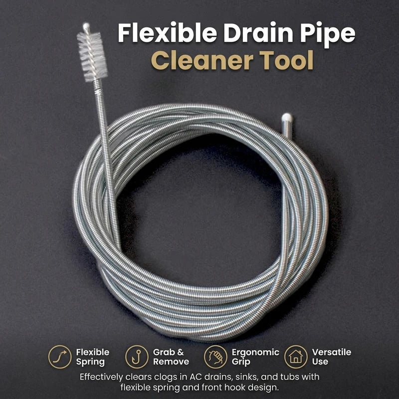 Stainless Steel Flexible Drain Pipe Cleaner for AC Clog Removal - Durable Spring Tool