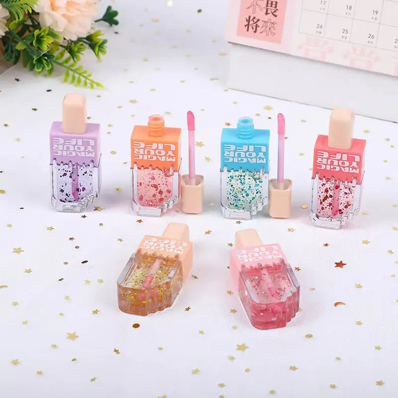24Pcs Lip Gloss Set Moisturizing Long-Lasting Lip Oil for Girls - Ice Cream Theme