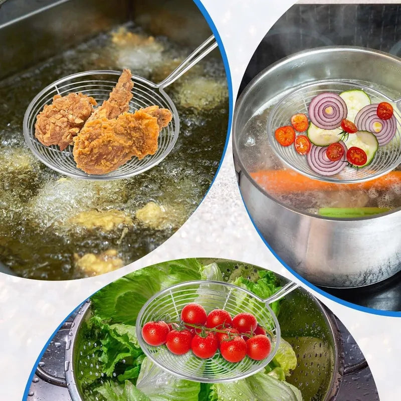 Stainless Steel Spider Strainer for Cooking and Frying, Multipurpose Kitchen Skimmer with Handle