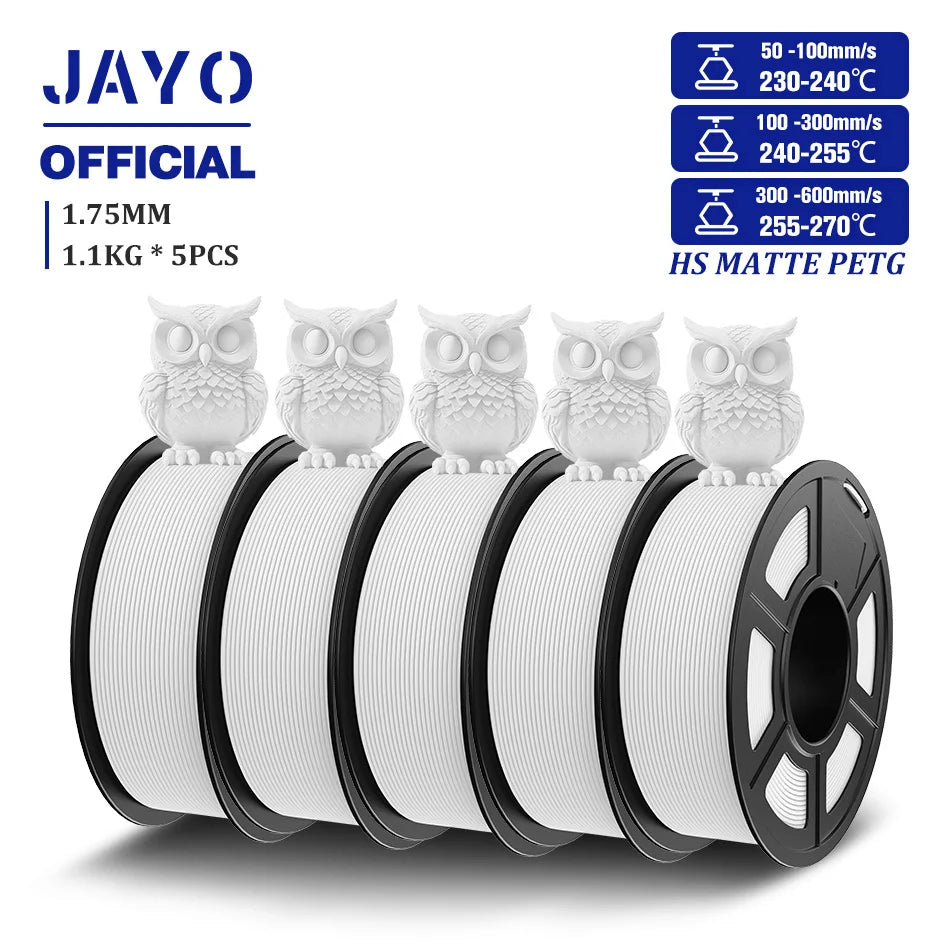 3D Printer Filament Set PLA PETG Silk Wood Marble 1.75mm 5 Rolls 1.1KG
