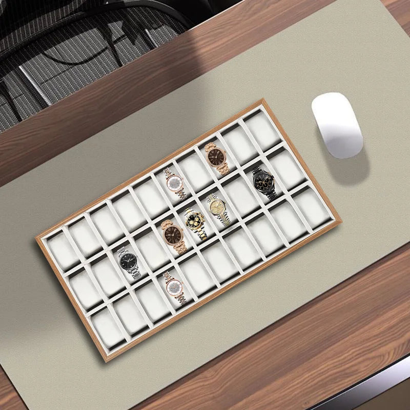 30 Compartments Watch Box Jewelry Organizer with Wooden Finish