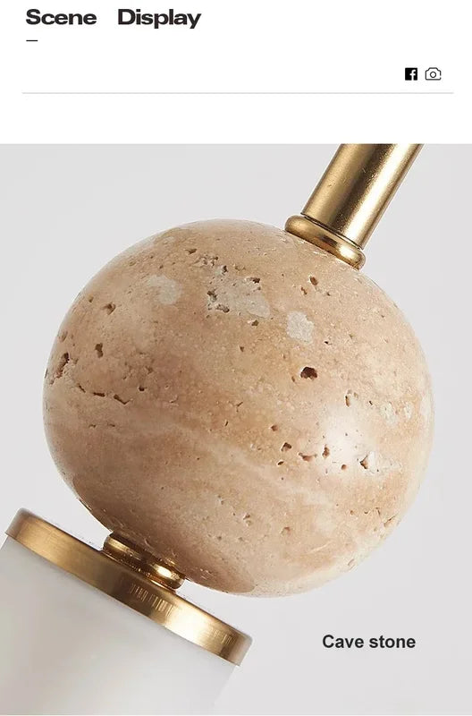 Wabi-Sabi Cave Stone Pendant Lamp - Vintage Nordic Bedroom Chandelier