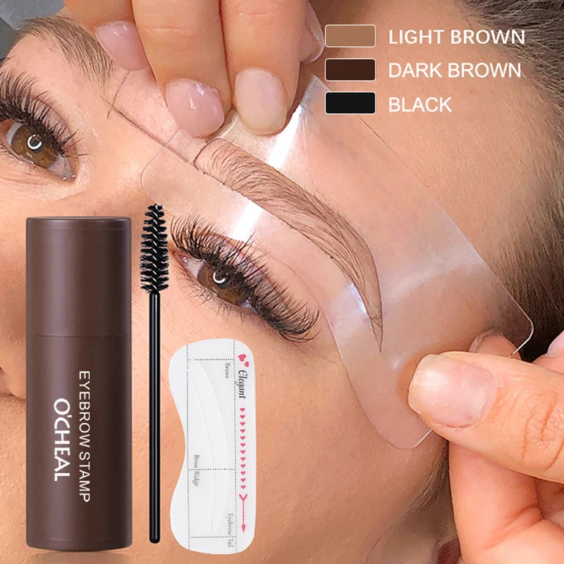Eyebrow Stamp Shaping Kit Set with Hair Cover Up Powder & Contouring Stick 10 Pieces