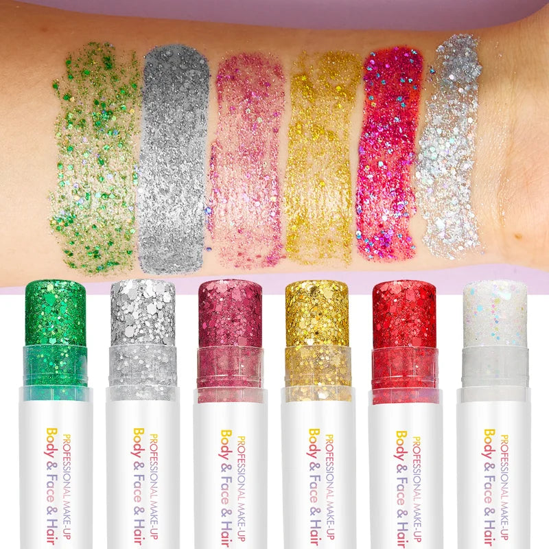 Long-Lasting Body and Facial Glitter for Holiday and Christmas Party Makeup