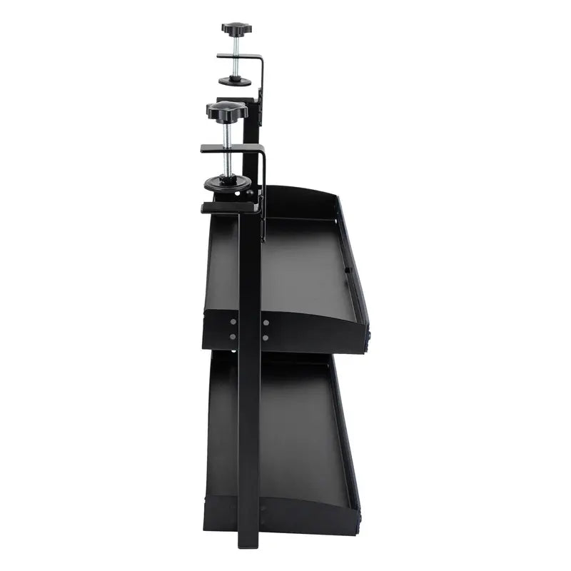Clamp-On 2-Tier Desk Shelf Organizer with Adjustable Storage Tray