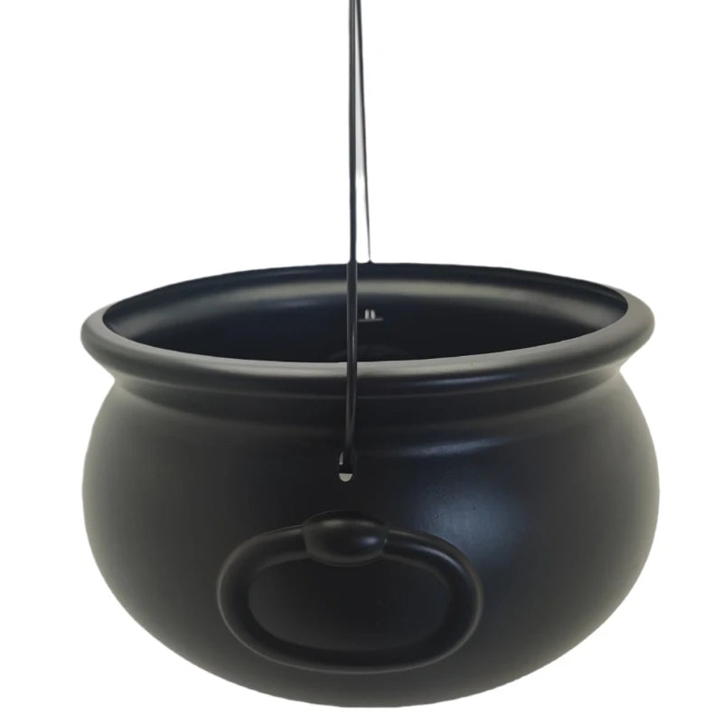 Large Black Cauldron Kettle Halloween Candy Bowl for Trick-or-Treating & Decor