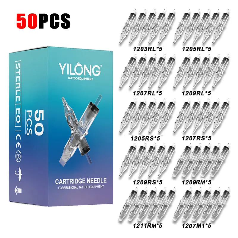Disposable Tattoo Needle Cartridges Set - Mixed Sizes, Safe & Sterile
