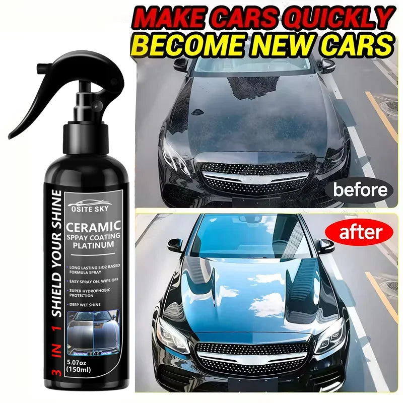 Nano Ceramic Car Coating Spray 3-in-1 Scratch-Resistant Gloss Finish for All Paint Types