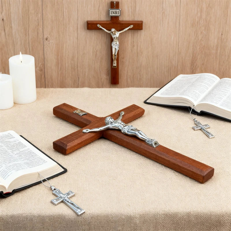 Hand Carved Wooden Cross Wall Hanging Religious Decor for Home & Gift